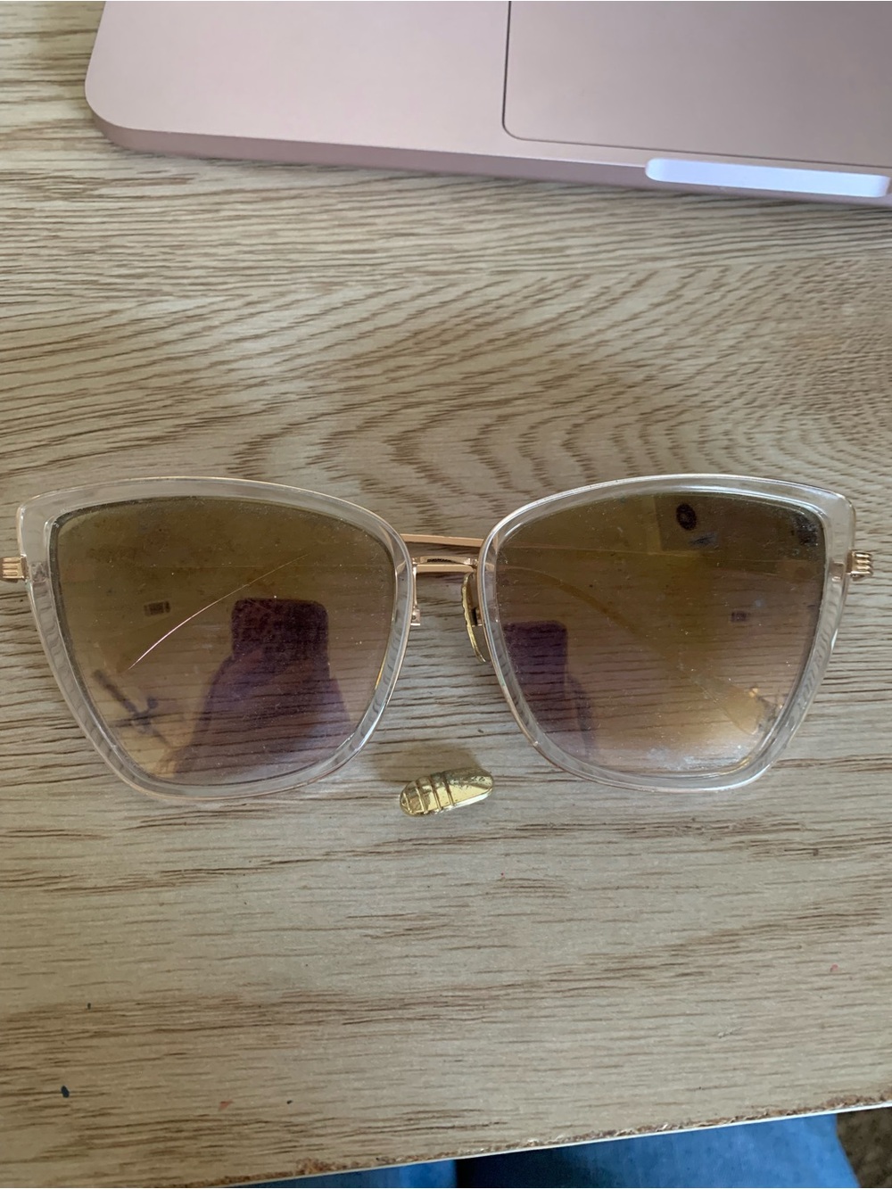 Women's Clear Frame Sunglasses with Brown Gradient Lenses